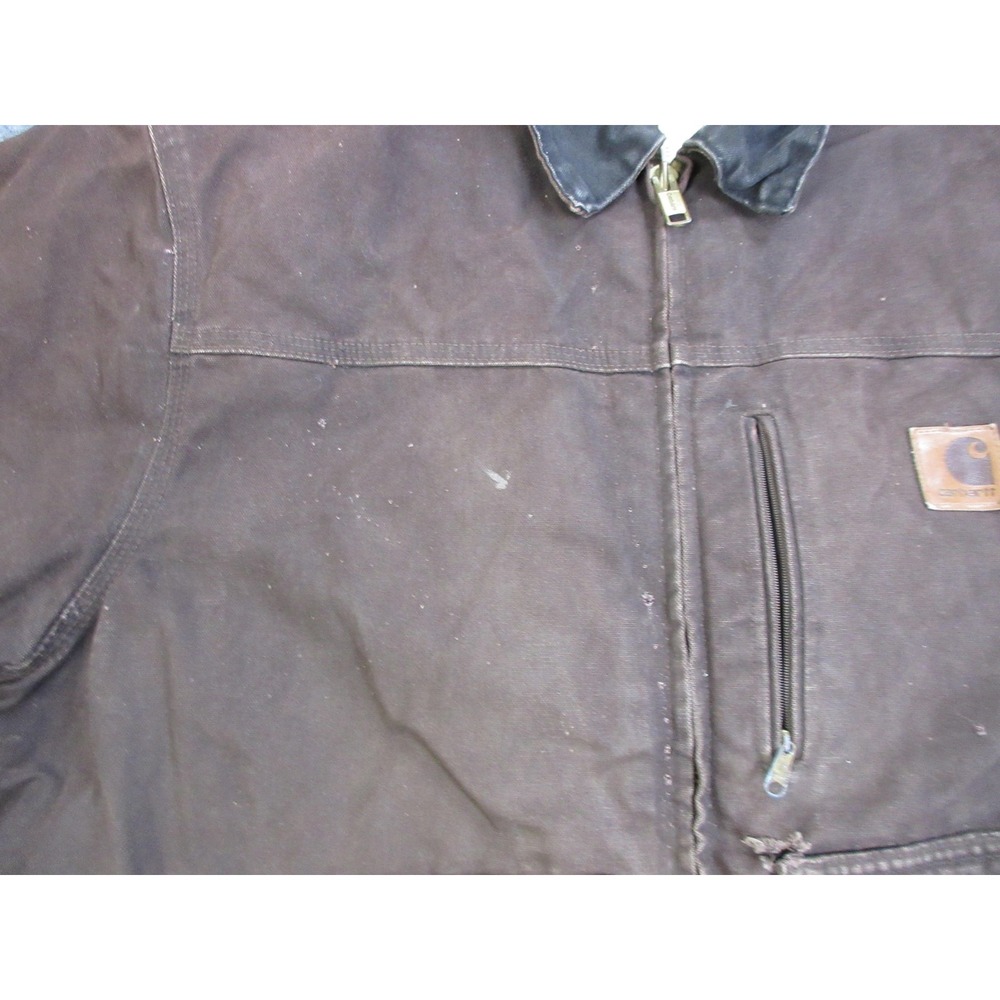 VTG Carhartt Detroit Jacket Mens Large Brown C61 Sherpa Lined Work Chore‎ Coat - Picture 6 of 16